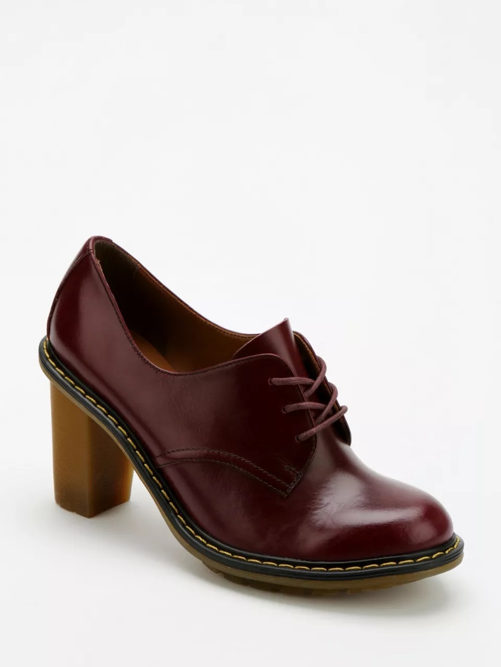 Dr. Martens Janelle Burgundy Leather Lace-Up Block Heel